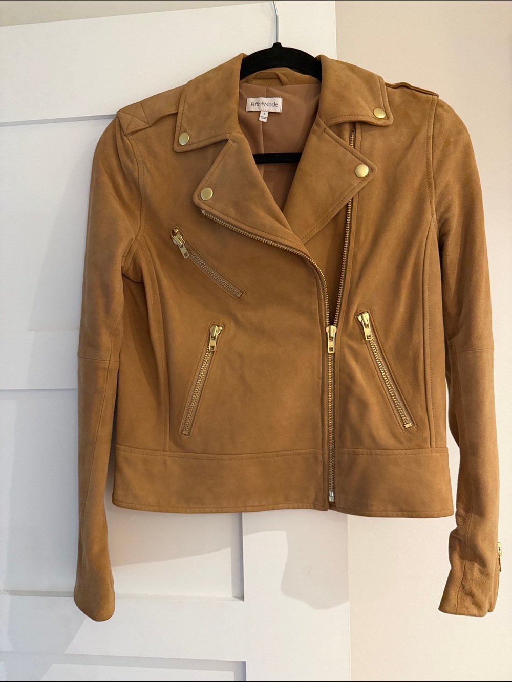 Women's Tan Suede Moto Jacket
